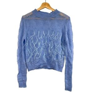 Zara blue feather embellished sweater - size medium
